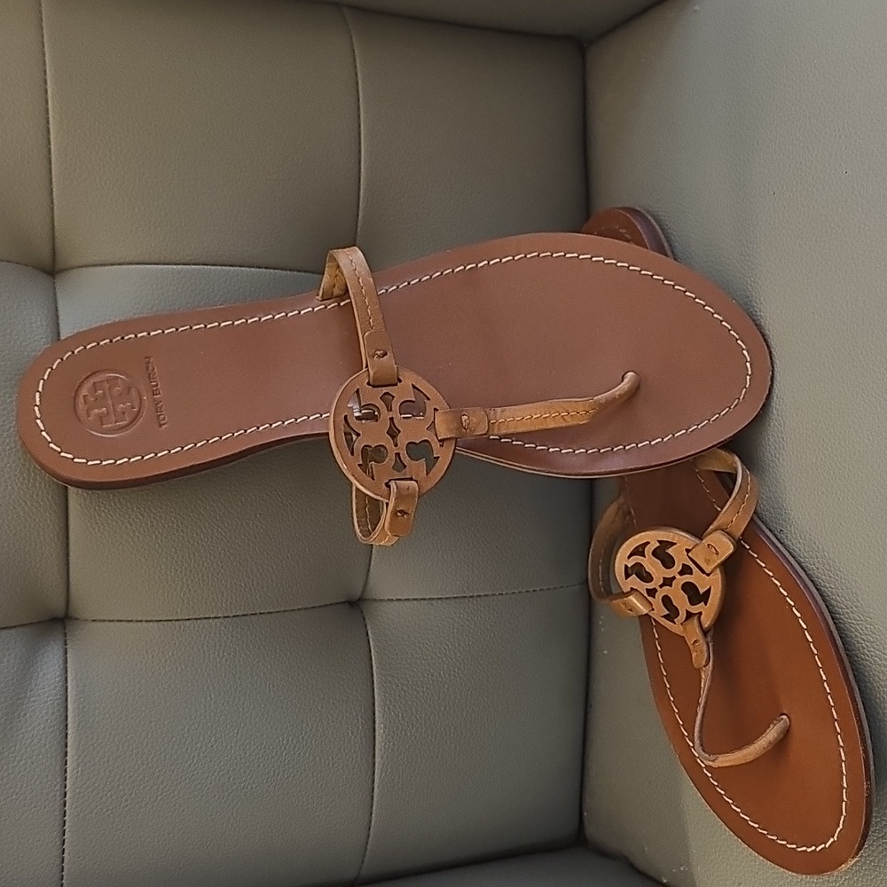 Tory Burch Tan Leather Thong Sandals, 9½